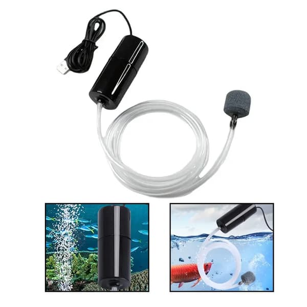 Mini USB-laddningsbar syrepump för fiskar, akvarietillbehör
