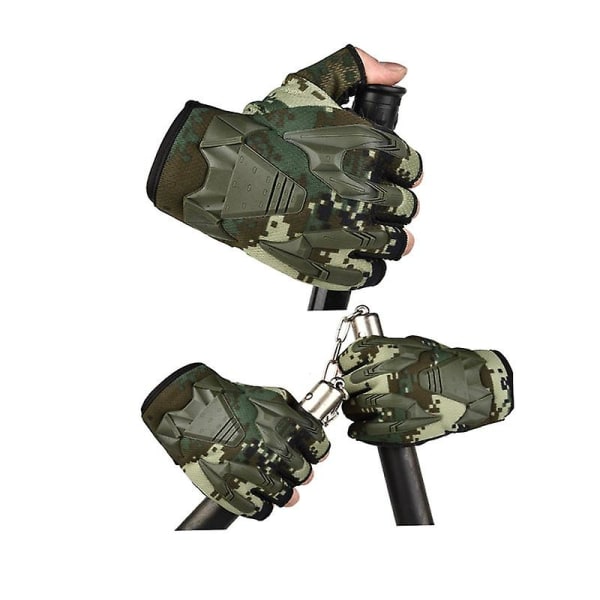 1 par Halvfingerhandskar Herr Taktiska Handskar Camo Militär Armé Cykelhandske Sport Klättring Skytte Army Green