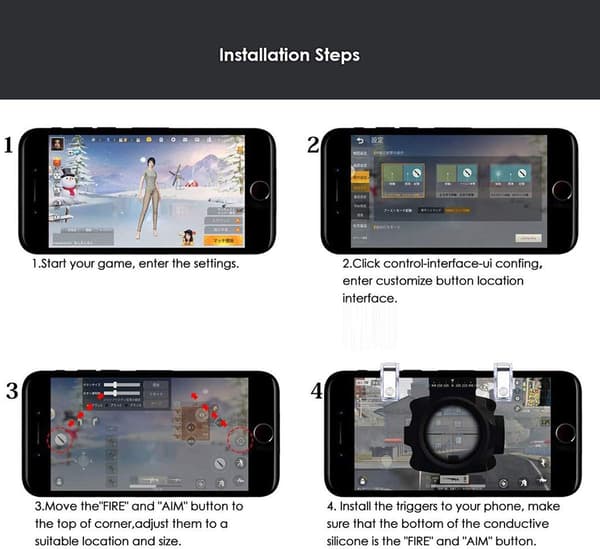 PUBG Mobile Game Controller, L1R1 Mobile Game 6 Fingers Trigger S
