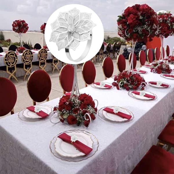 Blomma serviettholder sett med 6, hul design serviettholdere Blomsterstrass Serviettspenner