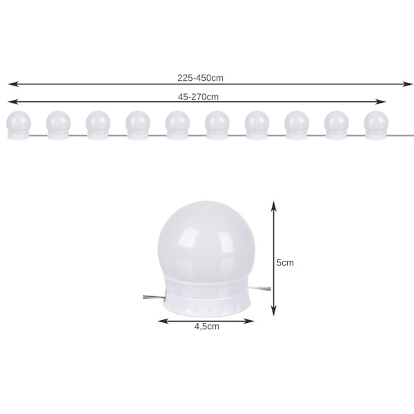LED-lampor till sminkbord - Fäst runt spegel