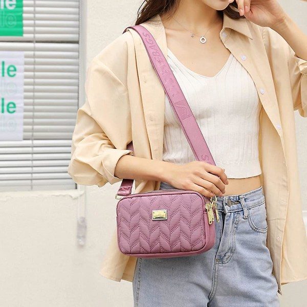 Kvinnor Crossbody Telefonväska Quiltad Liten Mobilväska Plånbok Vattentät Mini Axelväska Handväska För Dam Flickor Svart