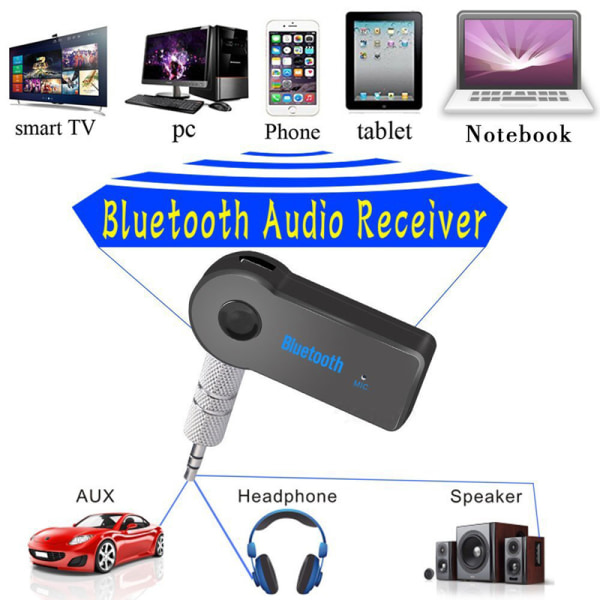 2 kpl Bluetooth-musiikkivastaanotin AUX:lle Bluetooth 4.1 Musta