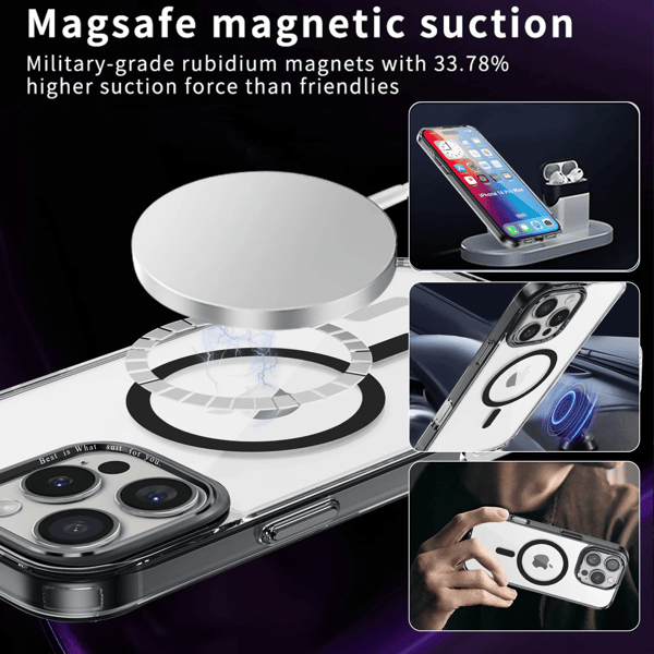 Sort Gennemsigtigt Cover til iPhone 16 15 Plus Pro Max til Magsafe Trådløs Opladning Mat Cover iPhone15Plus