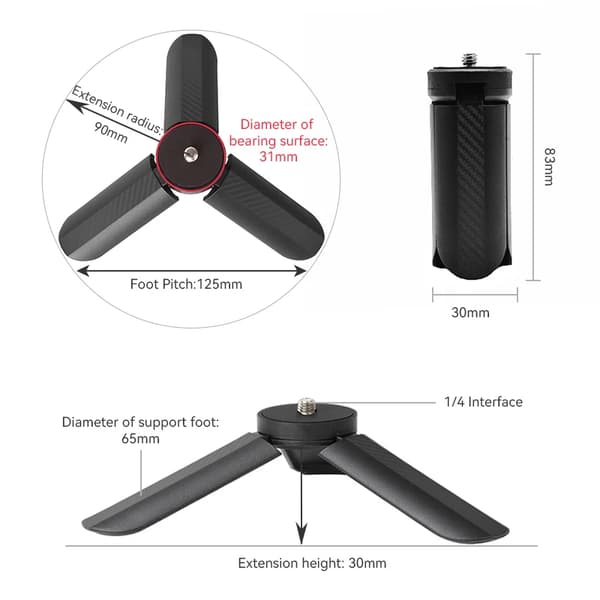Mini-jalusta DJI Pocket 2 3 GoPro Action 2 4 -kameroille