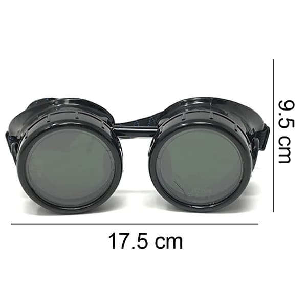 Steampunk-lasit, asustetarvike, kyberviktorianinen hitsaus bright black