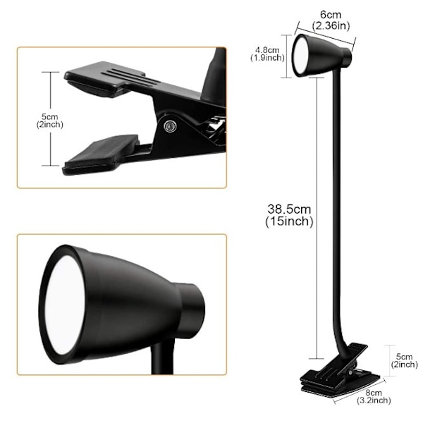 Himmennettävä LED-lukuvalo/kiinnityslamppu 3000-6500K