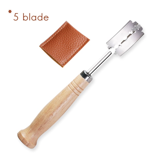 Brød Lame med 5 blader Bøyde brødkniver med deksel Bakeverktøy for brødmaskin