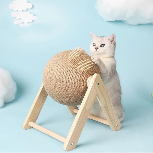 Klöspelare med boll i sisalrep - 12 cm
