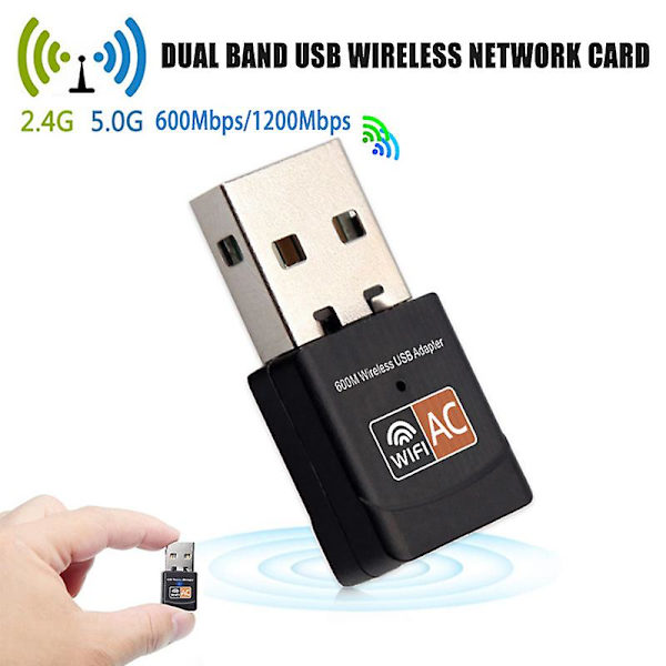 600/1200 Mbps Mini Trådløs Dual Band USB Wifi Adapter Antenne Netværksadapter A