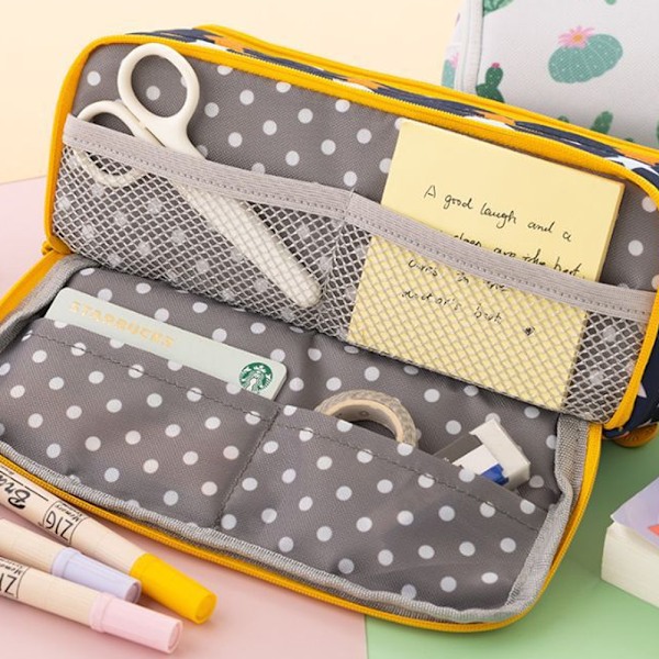 Stort etui Stor kapasitet 3 rom Canvas penn shape3