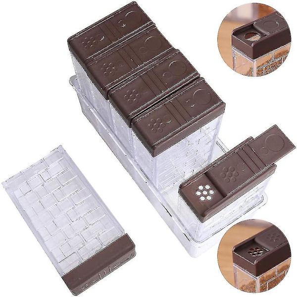Plast Mini Salt- och Pepparkvarnar med Lock, Reseskryddburkar Brown