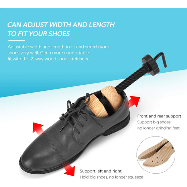1 par Way Shoe Trees Träskobår, justerbar storlek