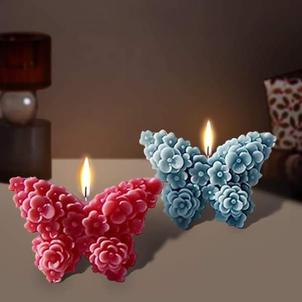 3D Blomst Sommerfugl Silikoneforme Epoxyharpiksforme Blomstret Sommerfugl Lysforme til Lysfremstilling Silikoneform til DIY Duftlys Gips Sæbe