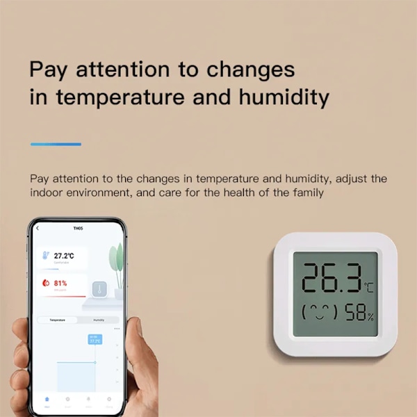 Mini LCD-skjerm Kompatibel med Bluetooth APP Fjernkontroll Termometer