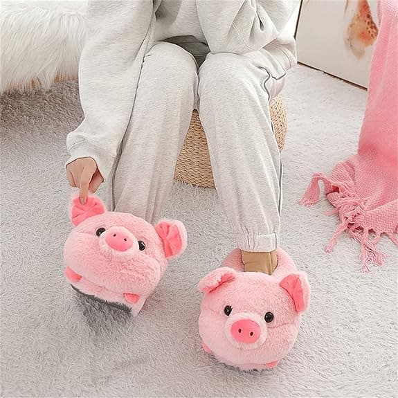 Båda kode 36-44 kode stofbase puddergris nye plys bomuldstøfler dame efterår og vinter Pink pig