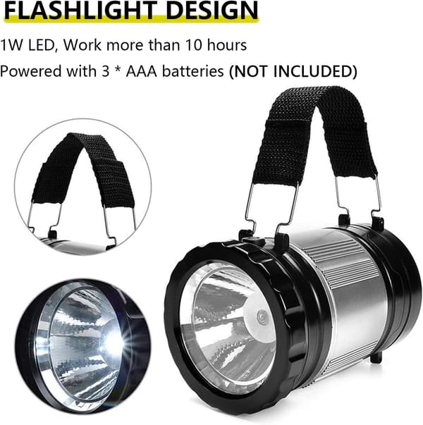 LED campinglampe, bærbar batterilampe, 360 graders belysning