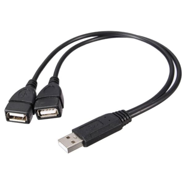 1* USB 2.0 A han til 2 dobbelte hun Jack Y Splitter Hub Power