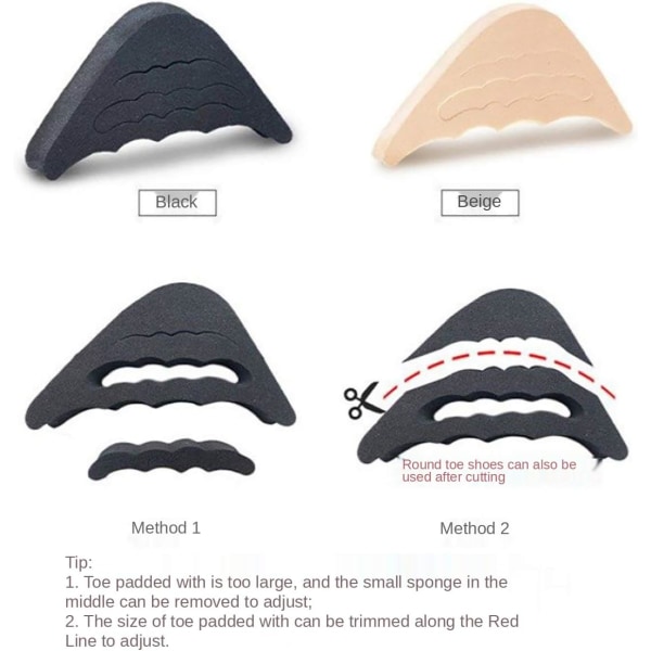 Gjenbrukbare tåfyllingsinnlegg, justerbar tåpluggsko for store innlegg for kvinner menn Pumps Flats Sneakers (4 par)