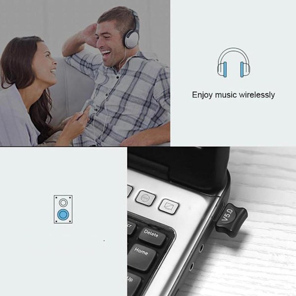 USB Bluetooth 5.0 Sender Modtager Lydadapter AUX TV 3,5m