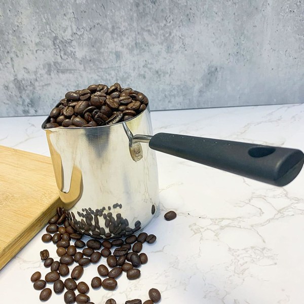 Klassiker turkisk kaffekanna, rostfritt stål Mjölkskumningskanna Långt handtag Kaffegods Dragblomma Toroid Kanna Milk War