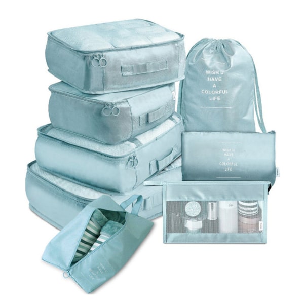 8 stk/sett Reisebagasje Organizer Oppbevaringsvesker Koffertpakking White