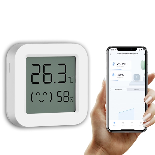 Temperaturluftfuktighetssensor Mini LCD-skärm Kompatibel med Bluetooth APP Fjärrkontrolltermometer
