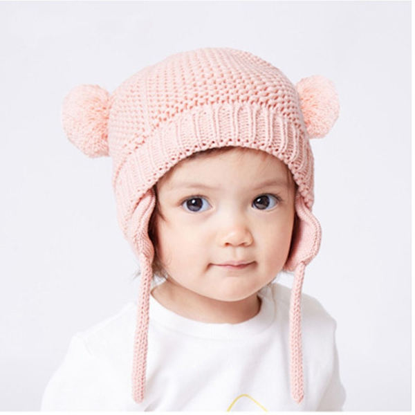 Neulottu pipo kuulosuojaimet CAP pink