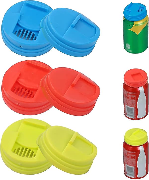 6-pack läskburklock Cap lock Presstyp stänklock Cap cover Återanvändbara burklock