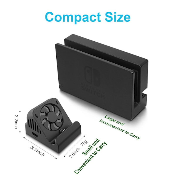 Bärbar Stativ TV-Projektion Laddningsdocka för Switch, Kylfläkt Kompakt 4K HDMI-Adapter med USB 3.0-portar