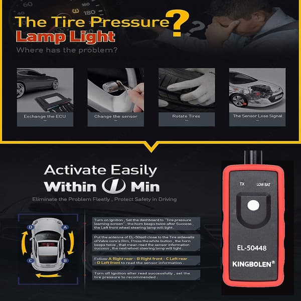 EL-50448 Automotive Dæktryksovervågningssensor TPMS Nulstil Lær Om