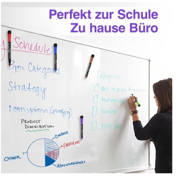 12-pack magnetiska whiteboardpennor och suddgummi