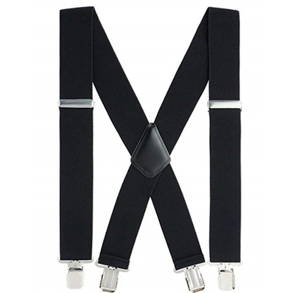 Elastiska hängslen, 5 cm breda, 4 starka clips i X-form