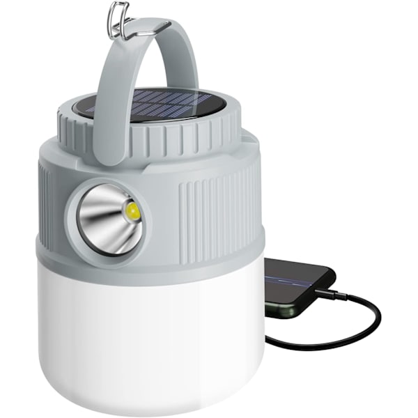 Oppladbar campinglampe, med 4 lysmoduser