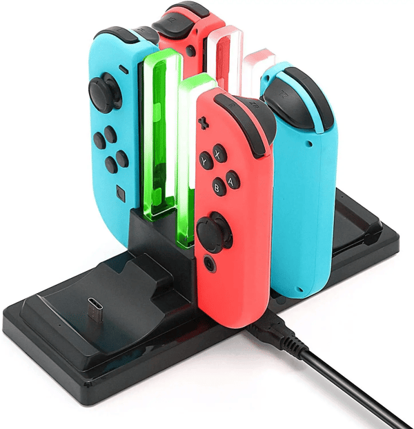 Ladestasjon for Nintendo Switch Joypads og Pro-kontrollere med LED-lys