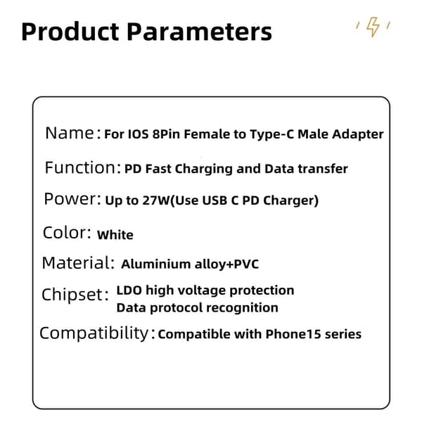 Lightning til USB-C Adapter for eksempel iPhone 15