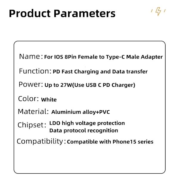 Lightning till USB-C-adapter för tex iPhone 15
