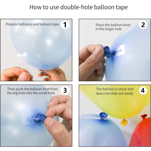 Ballonbuesæt, ballonbuetape, ballonbåndsstrimmel, dekorationsstrimmel til ballonguirlande, til festbryllup/fødselsdag (enkelt hul*2)