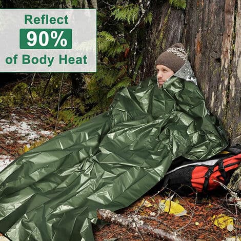 Nødsøvnpose med paracord, ultralet vandtæt termisk overlevelses nødblanket til camping, backpacking,