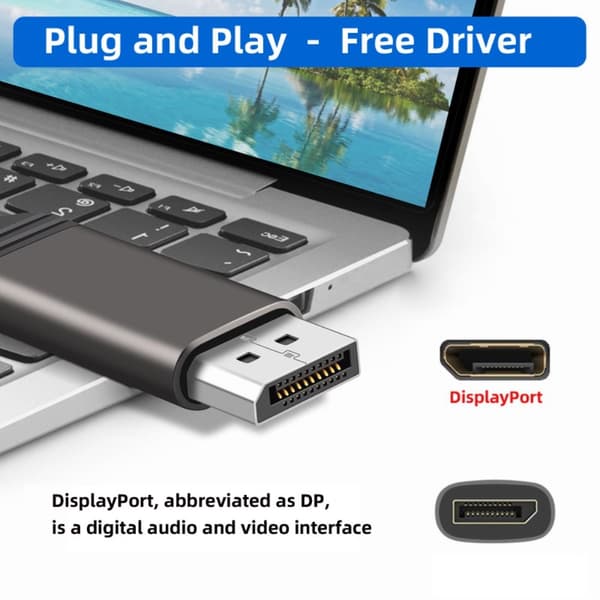 Mini DisplayPort DP til DisplayPort Adapter 8K 60Hz Blå