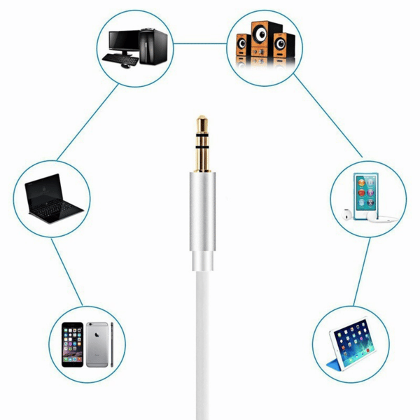 1M Lightning til AUX 3.5mm Kabel Adapter Bil Sølv
