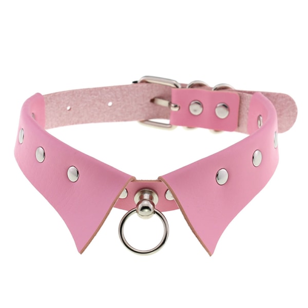 Läder Choker Punk Krage Dam Nitar Dubbade Chocker A9