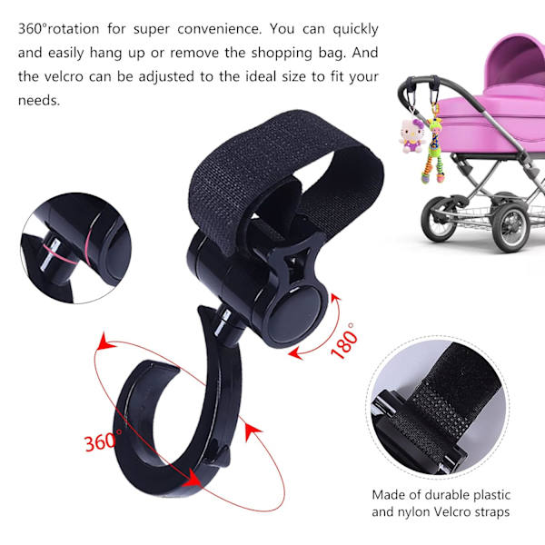 4 Stroller Hooks Clips Stroller 360 Degree Rotating Stroller Shopping Hooks