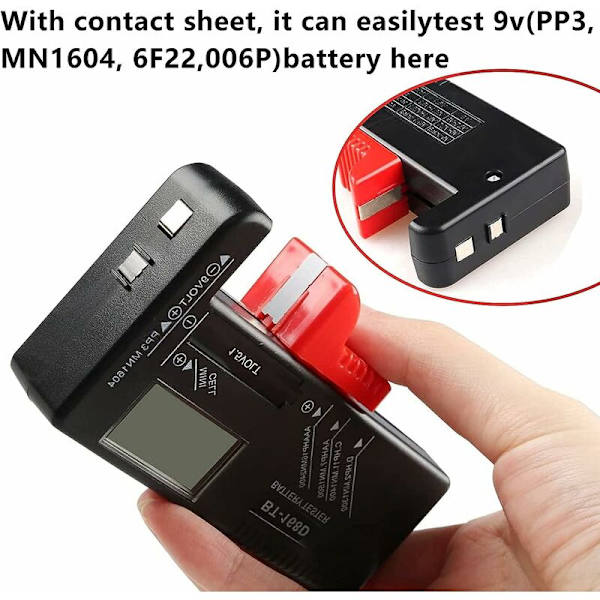 Digital batteritester - Universal batteritester til AA, AAA, C, D, PP3, 9V, 1,5V, knapcellsbatterier