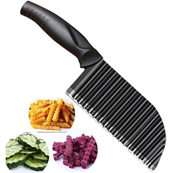 Aaltoveitsileikkuri, perunaleikkuri monipuolinen vihannesleikkuri uurrettu veitsi crinkle cutter perunasalaatti