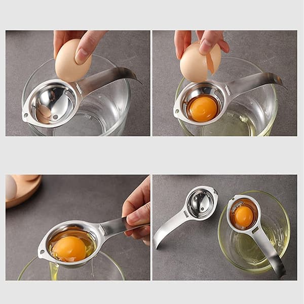 Äggseparator Äggulaseseparator Rostfritt Stål Äggvita Äggulasesil Äggsil Köksredskap för Matlagning (2-pack, Silver)