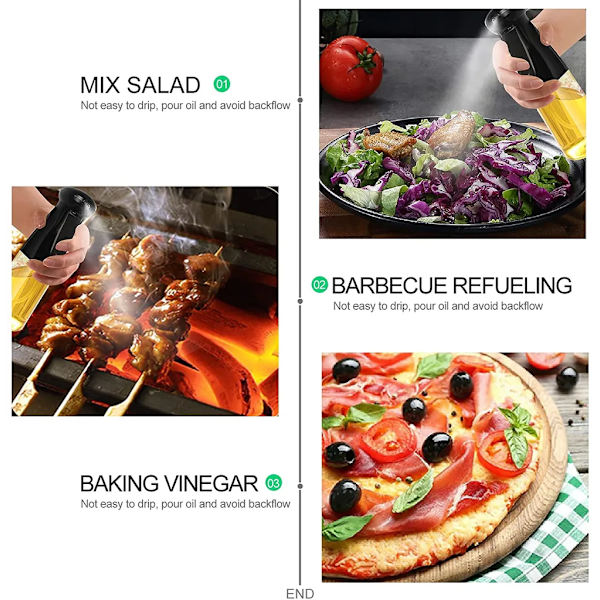 2-pack oljeflaska 210 ml oljesprayflaska, vinägerspruta olivoljaflaska, oljeflaska 1-pack oljespruta för matlagning, sallad, BBQ
