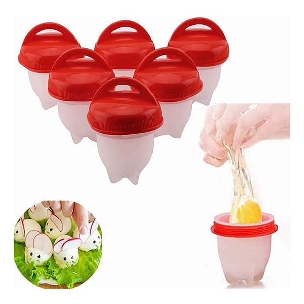 6 sett Egg Cooker Silikon Egg Cooker Uten Bolle Nonstick Silikon