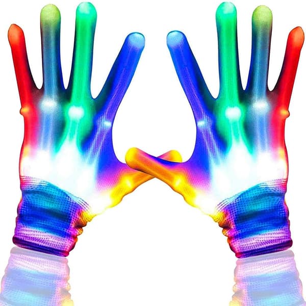 LED-handsker, 1 par LED Multicolor blinkende handsker, blinkende Skelet