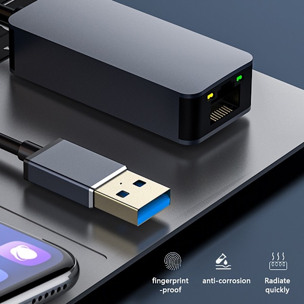 USB-A - RJ45 Netværksadapter Grå